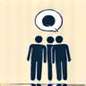 Icon depicting group of people and consultation speech bubble